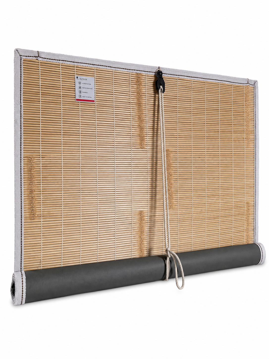 Dhori Natural Bamboo Roll-Up Blinds for Windows & Balcony | Waterproof Outdoor Bamboo Curtain | UV Resistant Privacy Screen | Roll Up Window Shade with Rope Mechanism | Army Colour