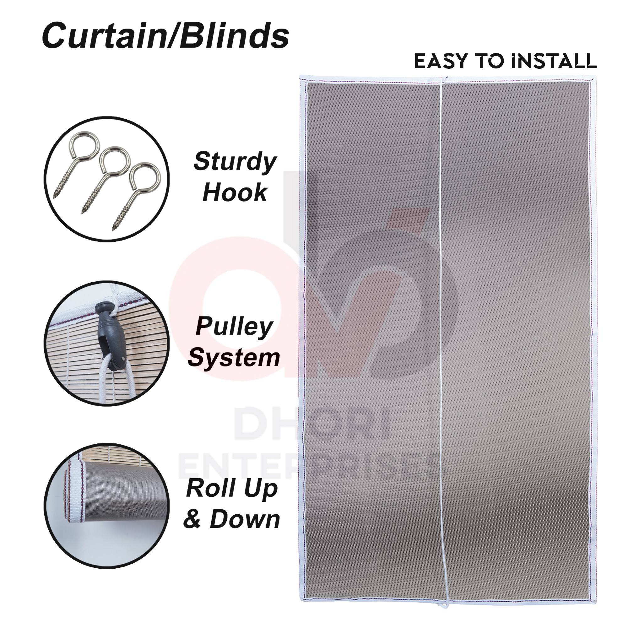 Dhori Bamboo Roll-up Blind Joint Shade Chick Window Closer/Curtains for Balcony, Windows, Outdoors, Door& Ceilling 100% Waterproof Being - Image 8