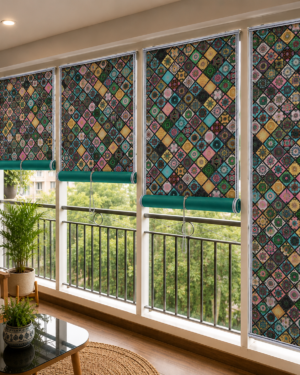 DHORI Waterproof Bamboo Blinds for Windows & Balcony | Double Side Covered Roll Up Bamboo Curtain | Sunlight Protection & Privacy Blind