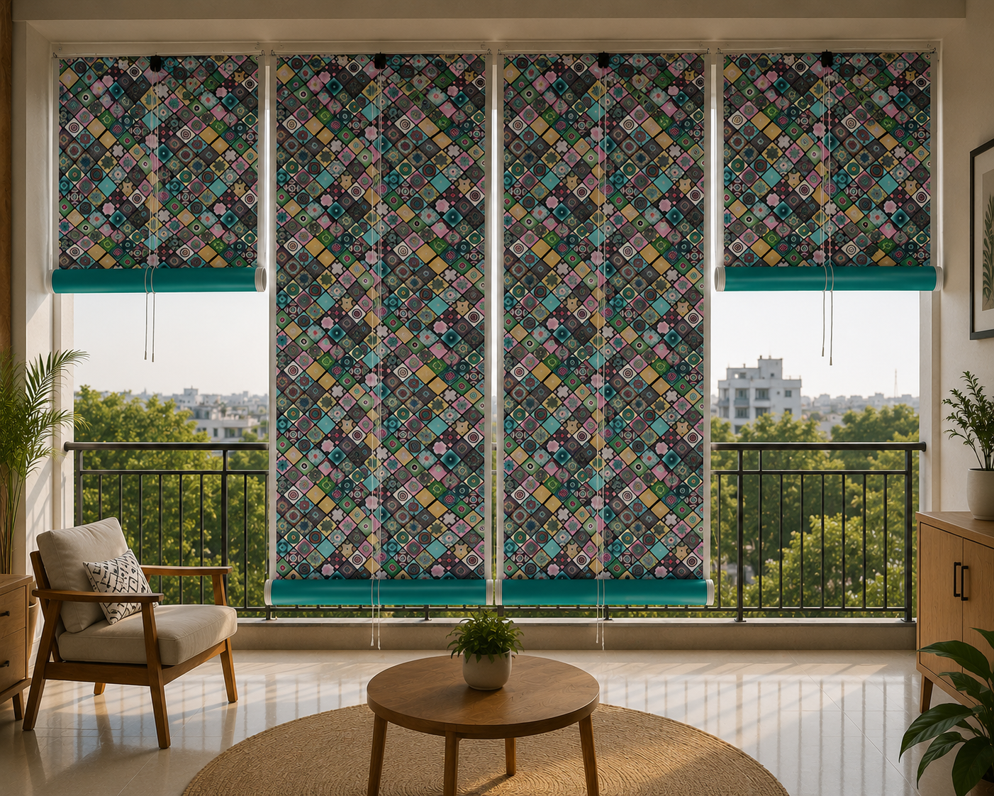 DHORI Waterproof Bamboo Blinds for Windows & Balcony | Double Side Covered Roll Up Bamboo Curtain | Sunlight Protection & Privacy Blind - Image 3